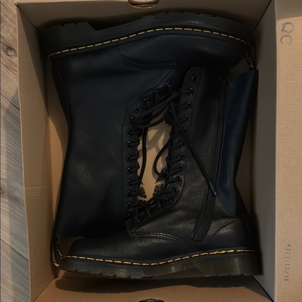 Black Leather Combat Boots - Women’s Dr. Martins, size 8